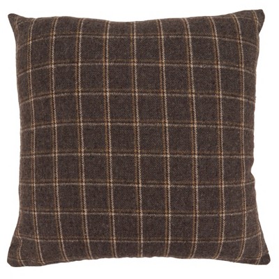 Brown Plaid Reindeer Applique Medium Throw Pillow