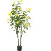 59in/150cm Artificial Flower Tree with Realistic Flower and Leaves, Faux Blooming Plant for Living Room Office Wedding Party Entrance Hall - 2 of 4