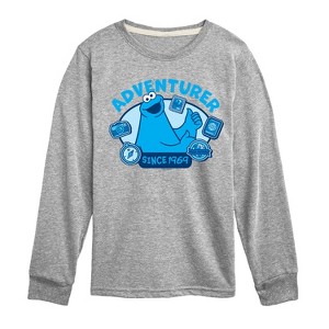Boys' - Sesame Street - Adventurer Cookie Monster Long Sleeve Graphic T-Shirt - 1 of 3