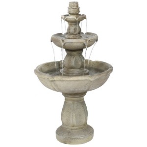 Sunnydaze 35"H Electric Fiberglass 3-Tier Birds' Delight Outdoor Bird Bath Water Fountain - 1 of 4