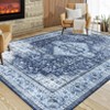 Faux Wool Boho Vintage Floral Printed Area Rug Ultra Thin Low Pile, Machine Washable Stain Resistant  Non Slip Non Shedding Pet Friendly Floor Rug - 2 of 4