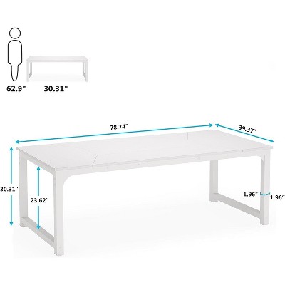 Tribesigns 78.7" White Wood Rectangular Office Desk