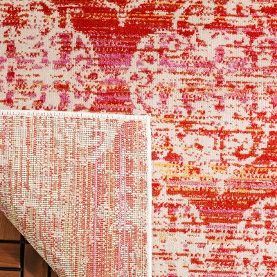 Reversible Medallion Red & Multi 4' x 6' Stain-Resistant Synthetic Area Rug