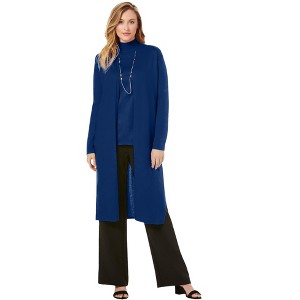Jessica London Women's Plus Size Cotton Cashmere Duster Sweater - 1 of 4