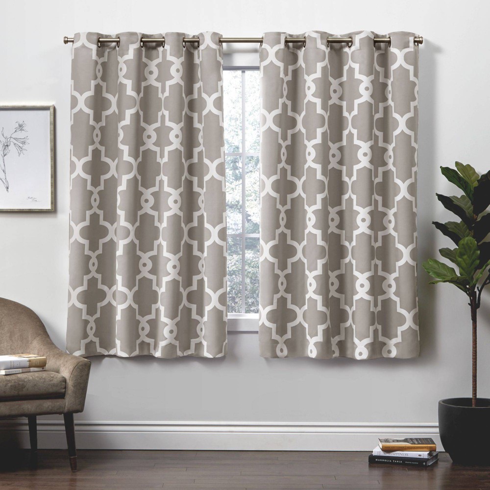 Photos - Curtains & Drapes Set of 2 63"x52" Ironwork Sateen Woven Blackout Grommet Top Window Curtain