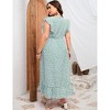 Clearlove Women's Summer Plus Size Dress Ruffle Cap Sleeveless V Neck Side Split Long Beach Maxi Dress - 4 of 4