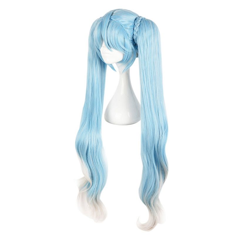 Unique Bargains Curly Women's Wigs 33" Blue with Wig Cap Long Hair, 3 of 7
