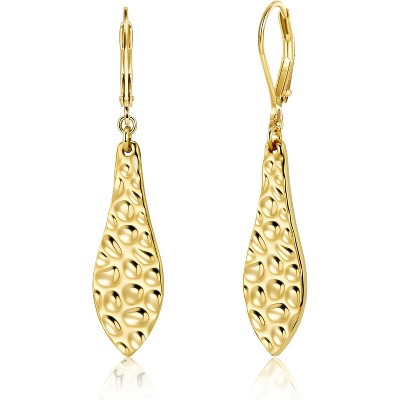 925 Sterling Silver Dangle Earrings for Women, 14K Gold Plated French Leverback Earrings, Hypoallergenic Lightweight Statement