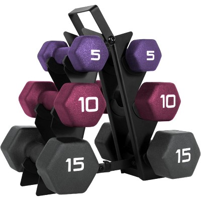 CAP Barbell Neoprene Coated Dumbbell Set, Color Coded Free Weights, Multiple Sizes & Color Options