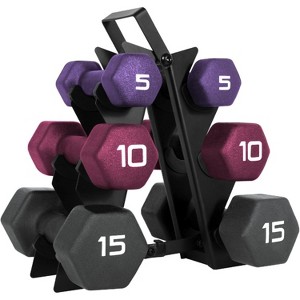 CAP Barbell Neoprene Coated Dumbbell Set, Color Coded Free Weights, Multiple Sizes & Color Options - 1 of 4