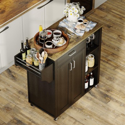 Kitchen Island Cart with Storage Cabinet, 5-Wheel Rolling Cart On Wheels