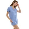 Jaclyn Short Sleeve Ribbed Notched Collar Top & Shorts 2 Piece Pajama Set (Juniors & Women) - 4 of 4