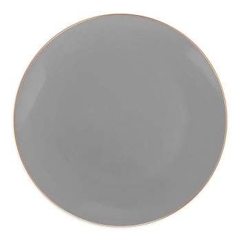 Smarty Had A Party 10.25" Gray with Gold Organic Round Disposable Plastic Dinner Plates (120 Plates)