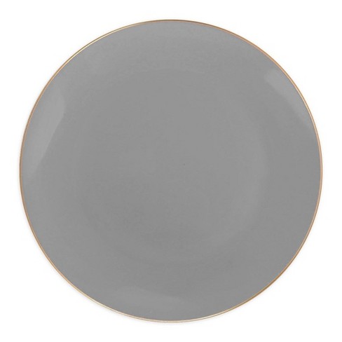 Smarty Had A Party 7.5" Gray with Gold Rim Organic Round Disposable Plastic Appetizer/Salad Plates (120 Plates) - image 1 of 2