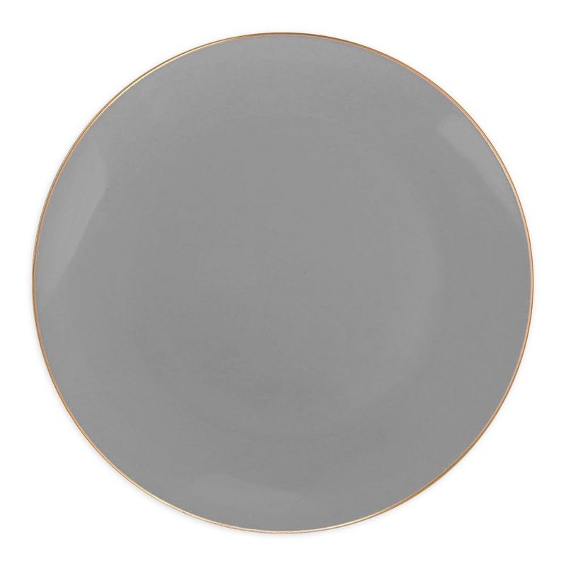 Smarty Had A Party 7.5" Gray with Gold Rim Organic Round Disposable Plastic Appetizer/Salad Plates (120 Plates), 1 of 3