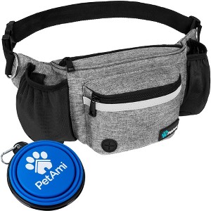 PetAmi Dog Fanny Pack, Pet Waist Belt Treat Pouch for Walking Training Hiking Running, Waste Bag Dispenser, Bottle Holder, Bowl, Pocket - 1 of 4