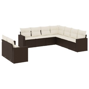 vidaXL Garden Sofa Set Brown, Cream White - 1 of 4