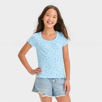 Girls' Scoop Neck Ribbed T-Shirt - art class™