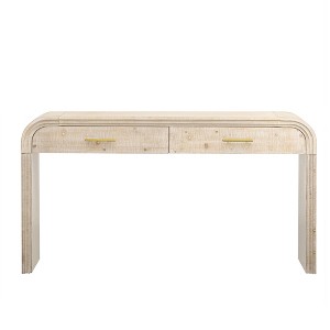 TiramisuBest Rustic Entryway Console Table, 60in Long Sofa Table with two Different Size Drawers and Bottom Shelf with Turquoise Green - 1 of 4