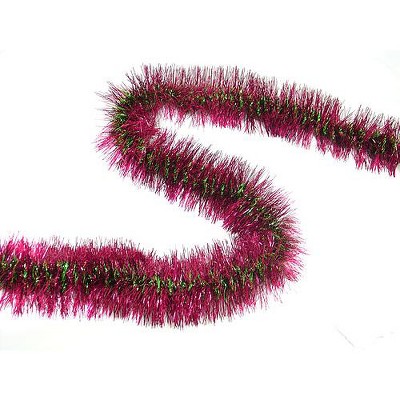 F.C. Young 12' Luscious Red With Green Spiral Christmas Tinsel Garland - Unlit