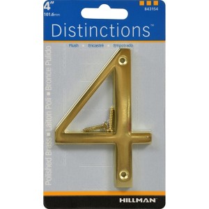 Hillman Distinctions 4 in. Gold Zinc Die-Cast Screw-On Number 4 1 pc (Case of 3) - 1 of 1