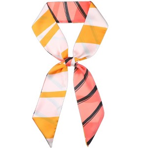 INSPIRE CHIC Women's Striped Printed Skinny Long Satin Silky Neck Scarves 1Pc - 1 of 4