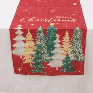 Unique Bargains Table Runner Rectangular Winter Christmas Pattern 1 Linen Colorful 1 Pc - 1 of 3