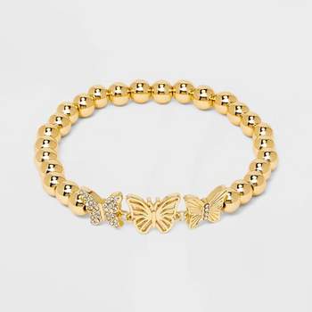 SUGARFIX by BaubleBar Pave Butterfly Stretch Bracelet - Gold