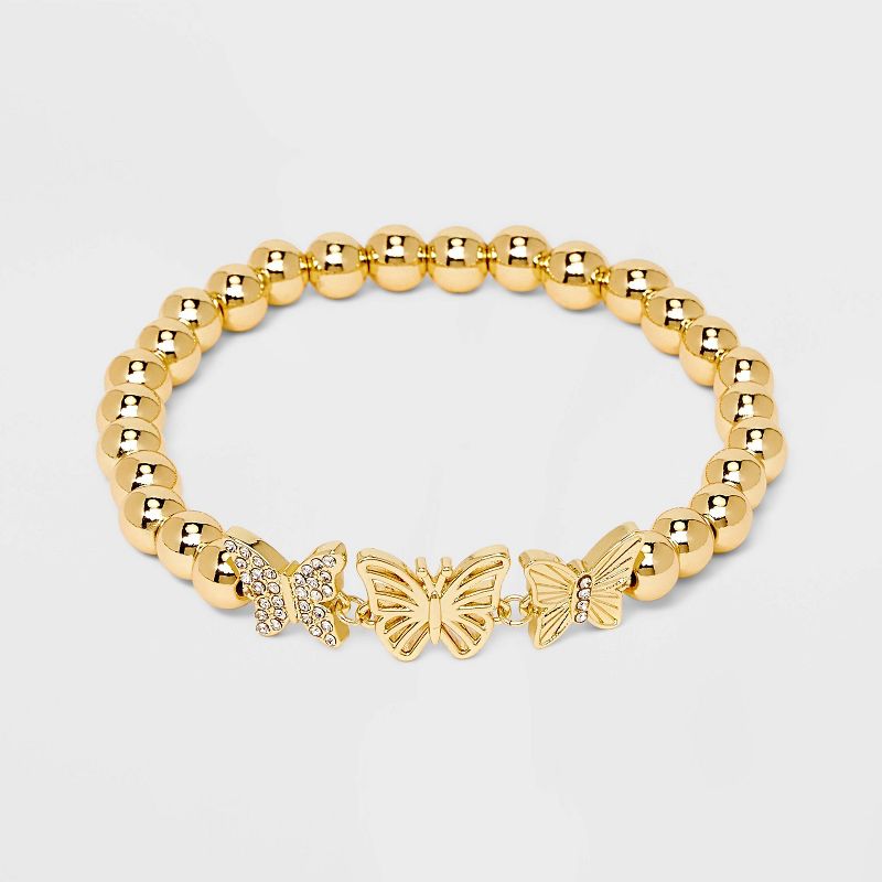 SUGARFIX by BaubleBar Pave Butterfly Stretch Bracelet - Gold, 1 of 5