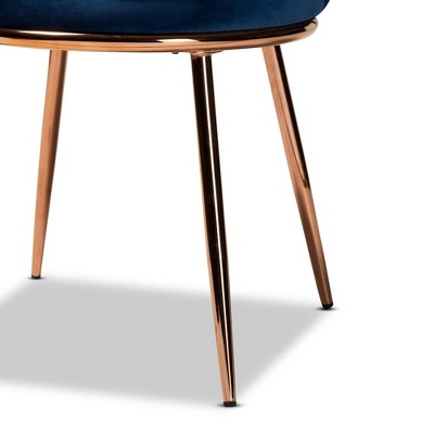 Navy Blue Velvet and Rose Gold Dining Chairs