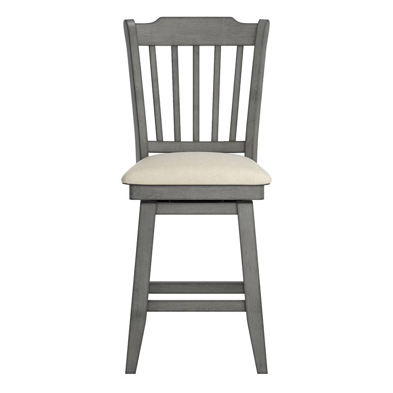 iNSPIRE Q Slat Back Counter Height Wood Swivel Chair in Antique Gray, 3 of 6