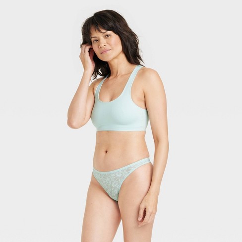 Women's Cotton Cheeky Underwear with Lace Waistband - Auden™ Ocean Spray  Green XL