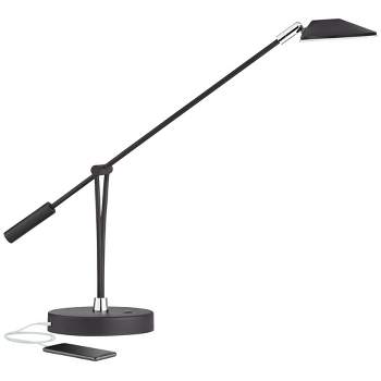 360 Lighting Modern Desk Table Lamp with USB Charging Port LED 20" High Satin Black Metal Adjustable Arm for Bedroom Office