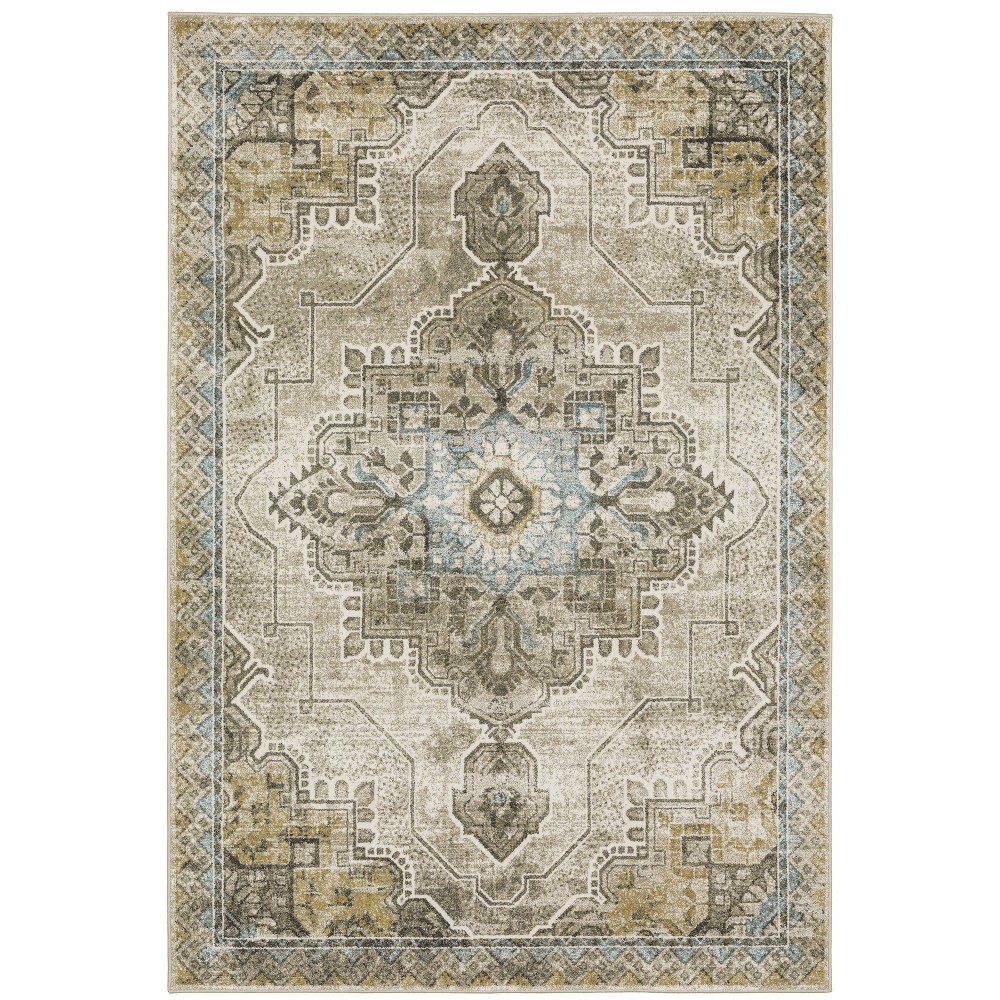 6'7inx9'2in Victor Bohemian Center Medallion Area Rug Gray/Blue - Captiv8e Designs
