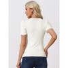 Allegra K Women's Casual Summer Round Neck Knit Ruched Sleeve T-Shirt - 4 of 4