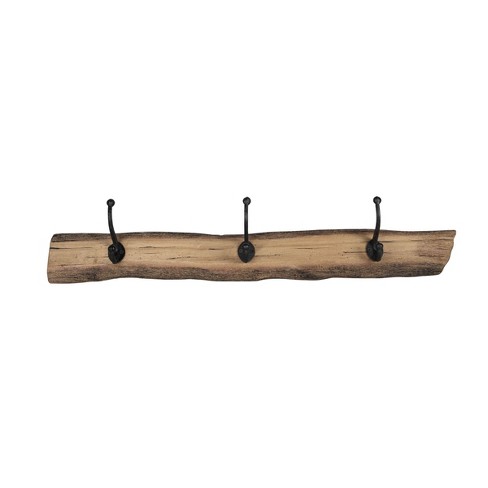 Rustic Dark Wood Hangers Featuring Black Hook