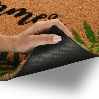 30" Brown and Yellow Coir Outdoor Doormat with VW Van Design