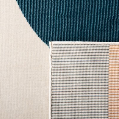 Beige and Dark Teal Abstract Square Area Rug