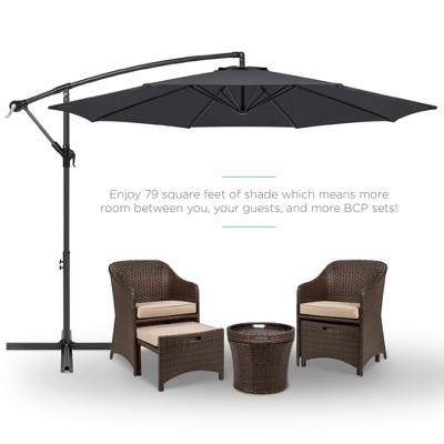 10ft Gray Aluminum Offset Patio Umbrella with Easy Tilt Adjustment