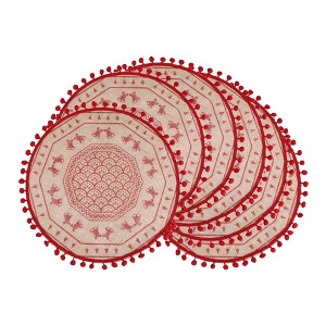 REGALWOVEN Round Farmhouse Placemats Set of 6 Placemats for Dining Table Decor Indoor Outdoor Washable Kitchen Table Mat Wipe Clean - 1 of 4