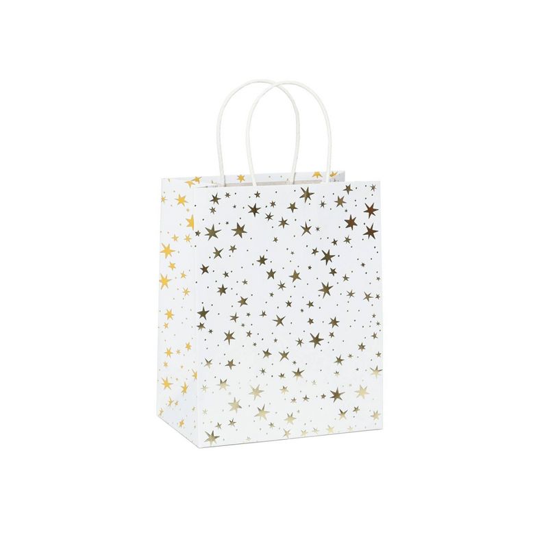 4pk Cub Gift Bags Foil Star Gold - Spritz&#8482;: Elegant Assorted Colors, Party Favor Size, Strong Handles, 3 of 13