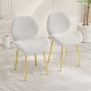 Set of 2 Modern Upholstered Dining Chairs with Gold Metal Legs, Cozy Side Chairs in Teddy Fabric for Kitchen or Dining Room–The Pop Home - 2 of 4
