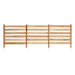 VEVOR Wood Privacy Fence, 3 Panel Slatted Air Conditioner Fence Screen, Pool Equipment Enclosure with Metal Stakes, Natural Wood Color - 1 of 4