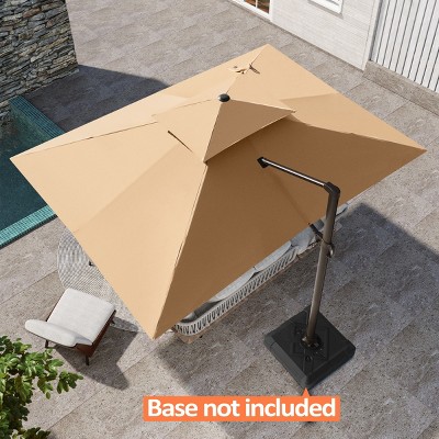 Pellebant 10'x 12.5' Patio Cantilever Umbrella UV30+ Double Top High-strength Aluminum Pole with 360°Rotation 5 Heights Adjustable