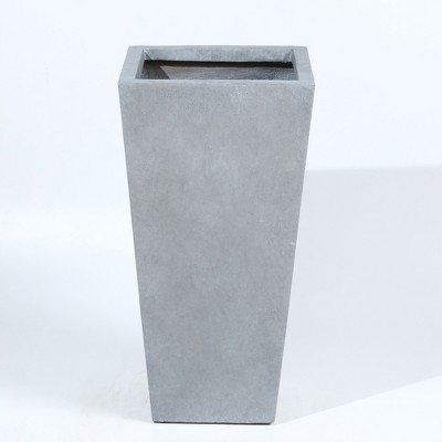 LuxenHome Square Tapered 24.2" Tall Planter Gray
