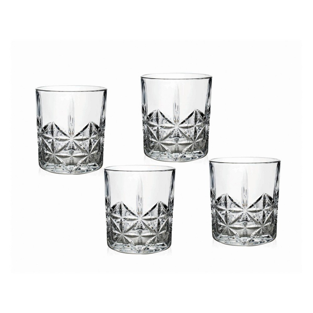 Photos - Glass 11oz 4pk Crystal Tilden Double Old-Fashion Glasses - Godinger Silver