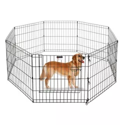 Puppy Playpen - Foldable Metal Exercise Enclosure with Eight 24-Inch Panels - Indoor/Outdoor Fence for Dogs, Cats, or Small Animals by PETMAKER