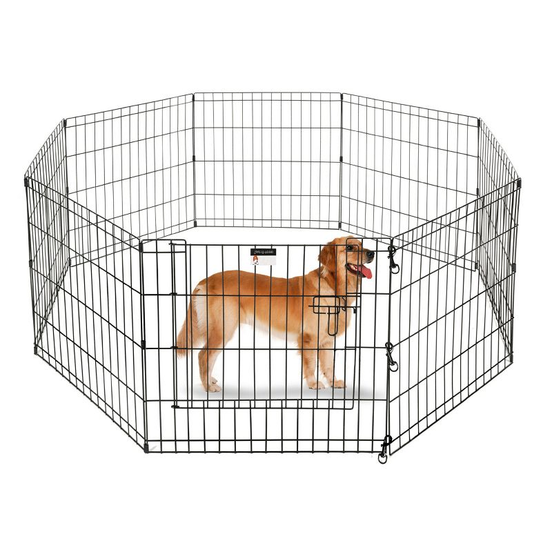 Puppy Playpen - Foldable Metal Exercise Enclosure with Eight 24-Inch Panels - Indoor/Outdoor Fence for Dogs, Cats, or Small Animals by PETMAKER, 1 of 11