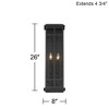 Possini Euro Design Metrix 26" High Farmhouse Rustic Rectangular Outdoor Wall Light Fixture Mount Porch House Exterior 2-Light Black Clear Glass Shade - 4 of 4