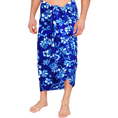 LA LEELA Men's Sarong Bath Trunk Pareo Aloha One Size Azure All Over Floral